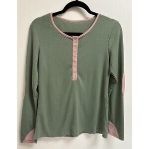 Women's Small Green Pink Trim Top Casual Cute Y2K Retro Preppy Aesthetic NWT